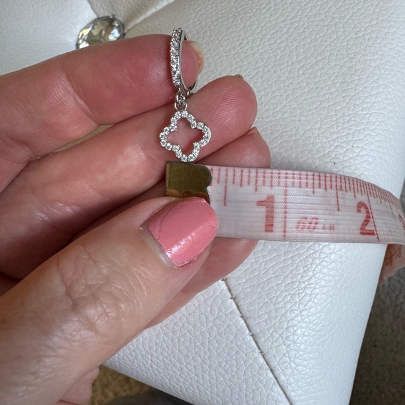 Clover Silver Dangle Earrings Diamond CZ New Alhambra - Picture 8 of 8
